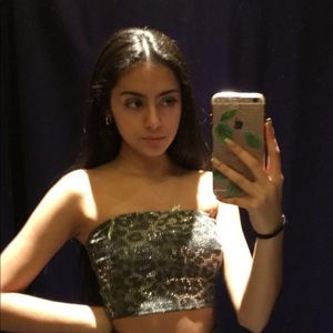 leopard sequin tube top